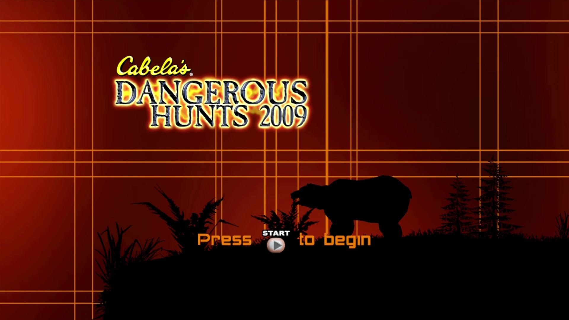Cabela's Dangerous Hunts 2009 title screen for Xbox 360